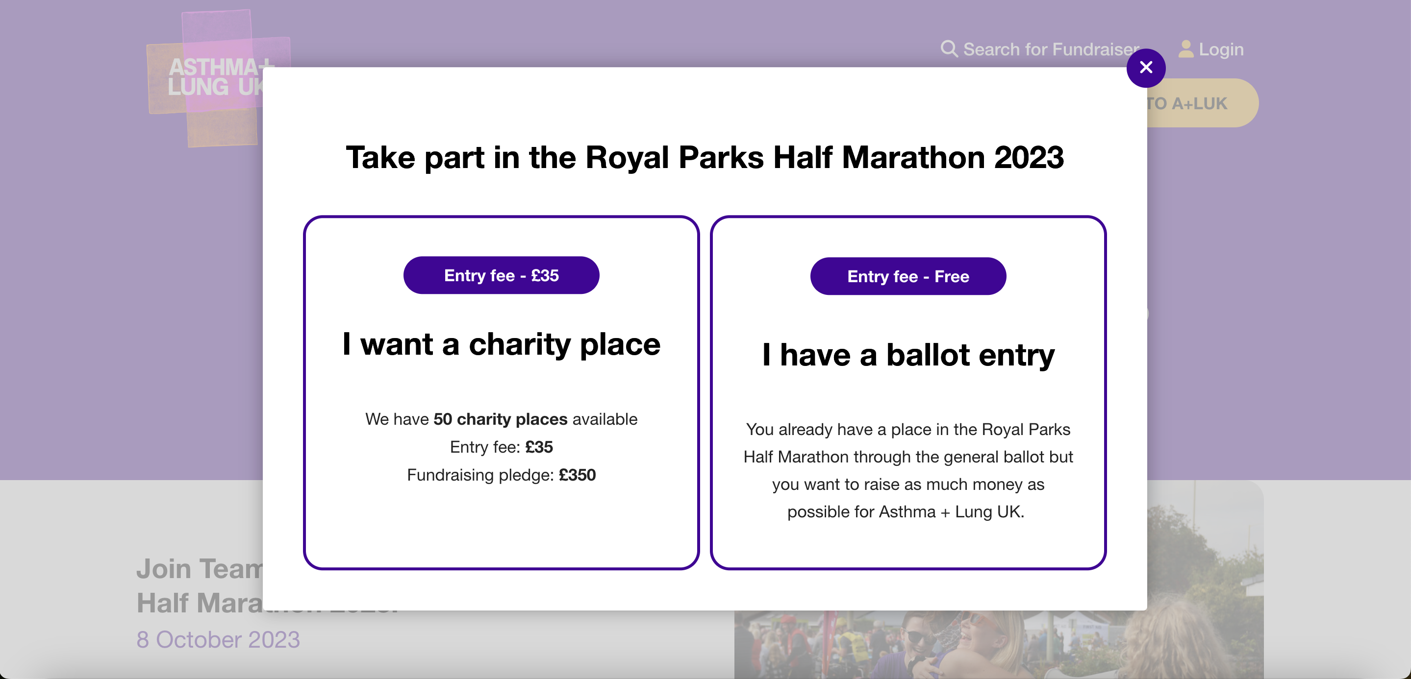 Asthma + Lung UK Royal Parks Half - Charity vs Ballot Entries