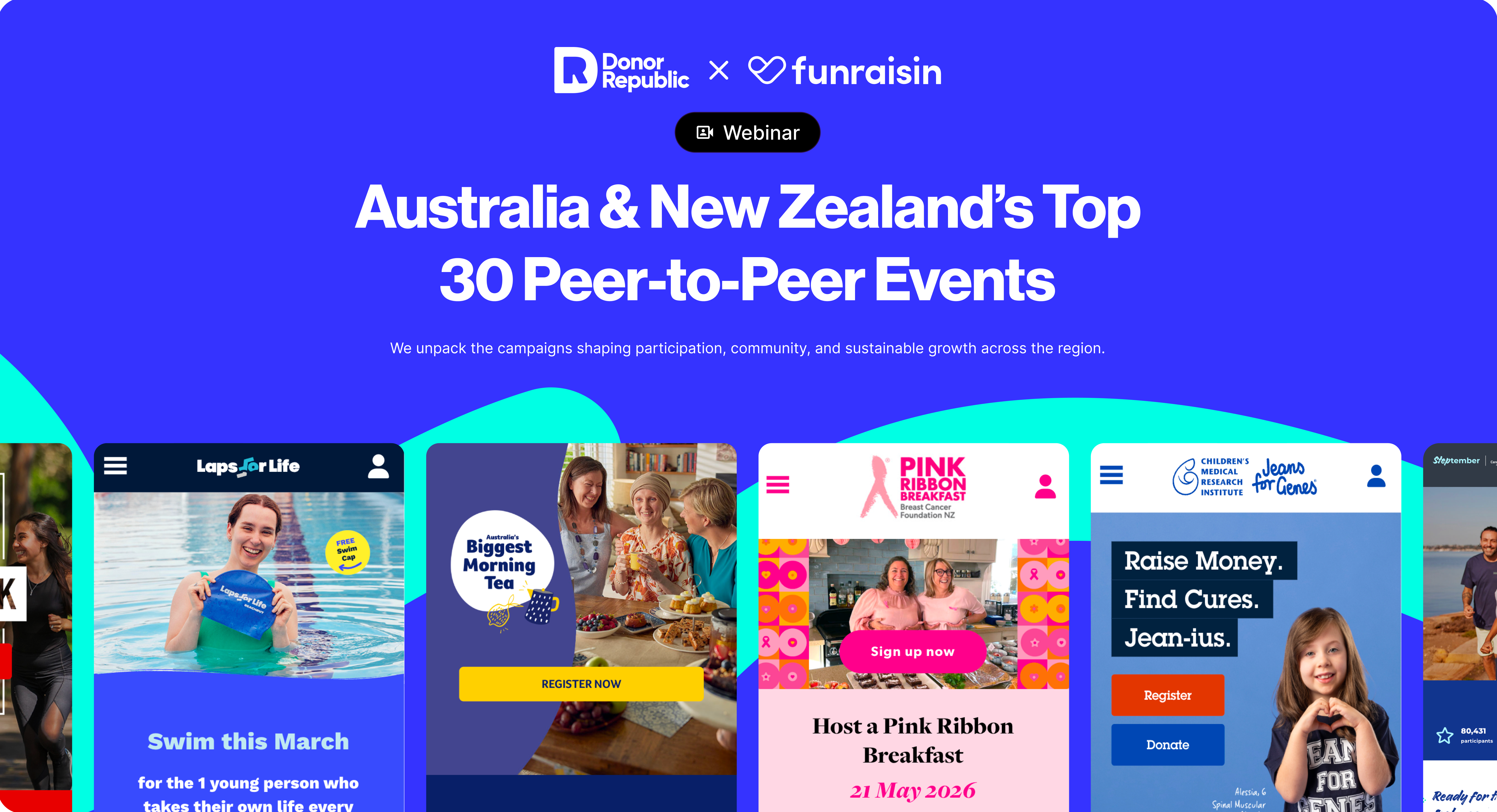 Donation modal with preset amounts displayed over a charity campaign page, allowing supporters to give without leaving the page